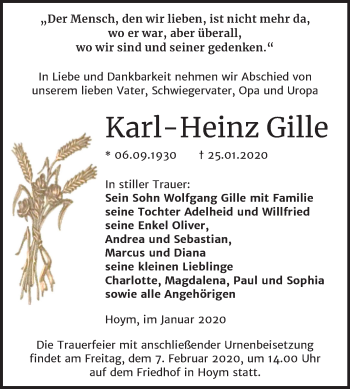 Traueranzeige von Karl-Heinz Gille von Mitteldeutsche Zeitung Aschersleben