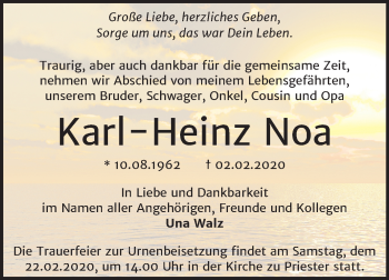 Traueranzeige von Karl-Heinz Noa von Mitteldeutsche Zeitung Halle/Saalkreis