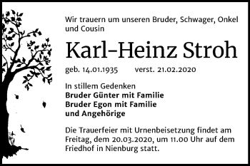 Traueranzeige von Karl-Heinz Stroh von Mitteldeutsche Zeitung Bernburg