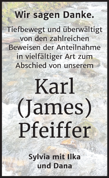 Traueranzeige von Karl Pfeiffer von Mitteldeutsche Zeitung Halle/Saalkreis