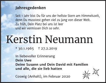 Traueranzeige von Kerstin Neumann von Mitteldeutsche Zeitung Wittenberg