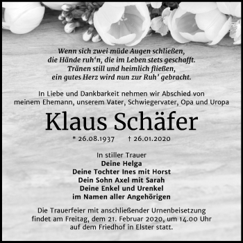 Traueranzeige von Klaus Schäfer von Super Sonntag Wittenberg