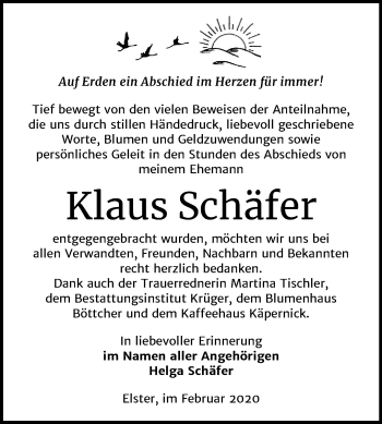 Traueranzeige von Klaus Schäfer von Super Sonntag Wittenberg