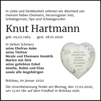 Traueranzeige von Knut Hartmann von Mitteldeutsche Zeitung Zeitz