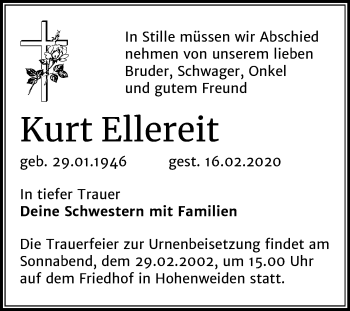 Traueranzeige von Kurt Ellereit von Super Sonntag Merseburg/Querfurt
