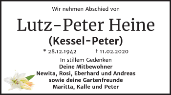 Traueranzeige von Lutz-Peter Heine von Super Sonntag Dessau-Roßlau