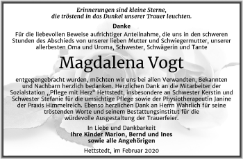 Traueranzeige von Magdalena Vogt von Mitteldeutsche Zeitung Mansfelder Land