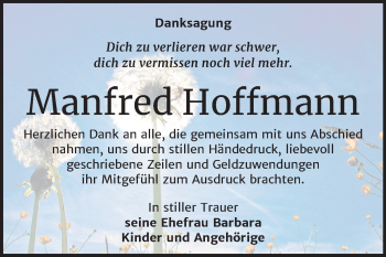 Traueranzeige von Manfred Hoffmann von Wochenspiegel Naumburg/Nebra