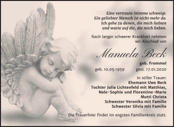 Traueranzeige von Manuela Beck von Super Sonntag Mansfelder Land