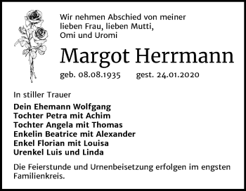 Traueranzeige von Margot Herrmann von Mitteldeutsche Zeitung Bitterfeld