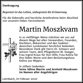 Traueranzeige von Martin Moszkvam von Mitteldeutsche Zeitung Mansfelder Land