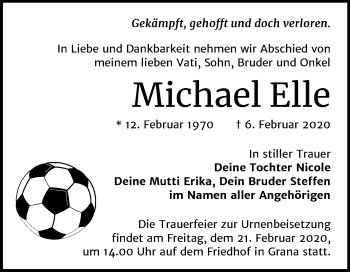 Traueranzeige von Michael Elle von Super Sonntag Zeitz