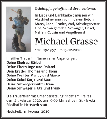 Traueranzeige von Michael Grasse von Mitteldeutsche Zeitung Dessau-Roßlau / Mansfelder Land