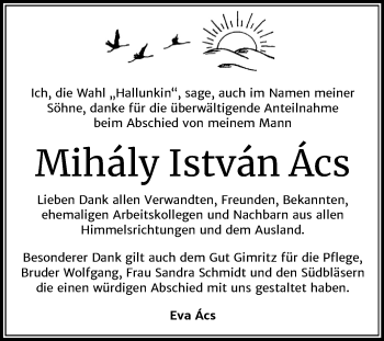 Traueranzeige von Mihály István Ács von Mitteldeutsche Zeitung Halle/Saalkreis