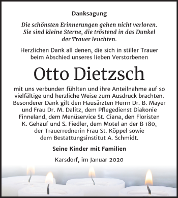 Traueranzeige von Otto Dietzsch von Mitteldeutsche Zeitung Naumburg/Nebra
