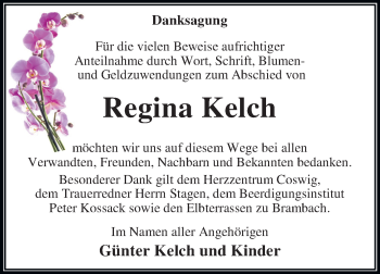 Traueranzeige von Regina Kelch von Super Sonntag Dessau-Roßlau