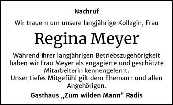 Traueranzeige von Regina Meyer von Super Sonntag Wittenberg