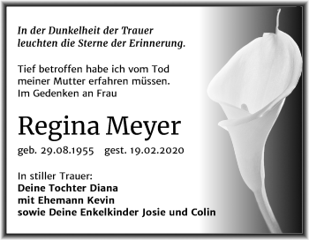 Traueranzeige von Regina Meyer von Mitteldeutsche Zeitung Wittenberg