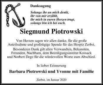 Traueranzeige von Siegmund Piotrowski von Mitteldeutsche Zeitung Dessau-Roßlau
