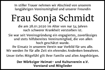 Traueranzeige von Sonja Schmidt von Mitteldeutsche Zeitung Köthen