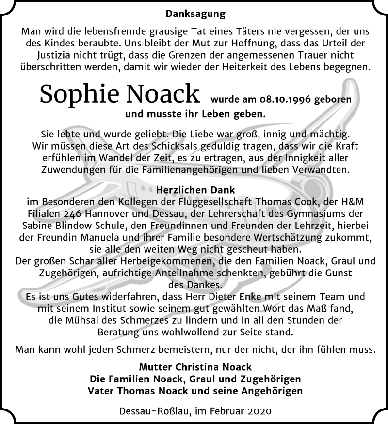  Traueranzeige für Sophie Noack vom 22.02.2020 aus Mitteldeutsche Zeitung Dessau-Roßlau