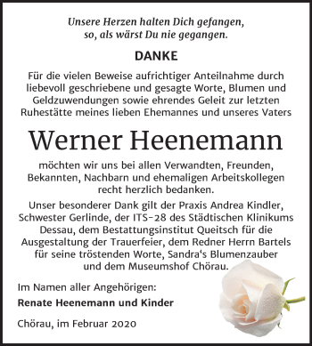 Traueranzeige von Werner Heenemann von Super Sonntag Köthen