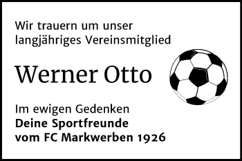 Traueranzeige von Werner Otto von Wochenspiegel Weißenfels