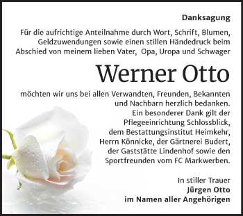Traueranzeige von Werner Otto von Wochenspiegel Weißenfels