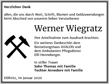 Traueranzeige von Werner Wiegratz von Super Sonntag Merseburg/Querfurt