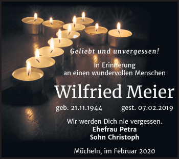 Traueranzeige von Wilfried Meier von Super Sonntag Merseburg/Querfurt