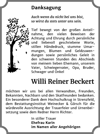 Traueranzeige von Willi Reiner Beckert von Mitteldeutsche Zeitung Bernburg