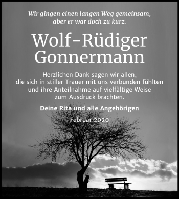 Traueranzeige von Wolf-Rüdiger Gonnermann von Mitteldeutsche Zeitung Sangerhausen