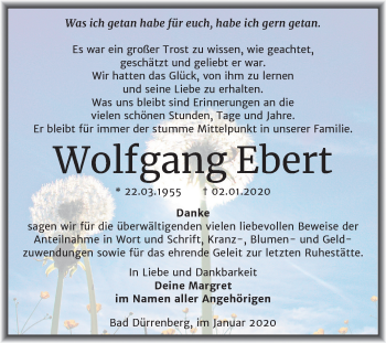 Traueranzeige von Wolfgang Ebert von Super Sonntag Merseburg/Querfurt