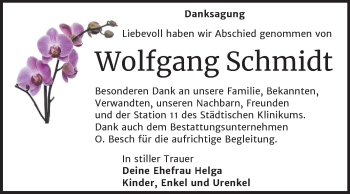 Traueranzeige von Wolfgang Schmidt von Mitteldeutsche Zeitung Dessau-Roßlau