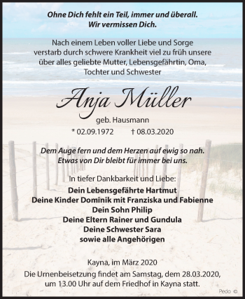 Traueranzeige von Anja Müller von Super Sonntag Zeitz