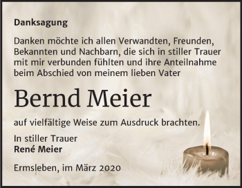 Traueranzeige von Bernd Meier von Mitteldeutsche Zeitung Quedlinburg