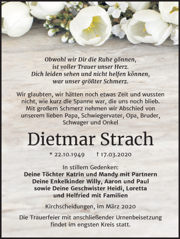 Traueranzeige von Dietmar Strach von Super Sonntag Naumburg/Nebra