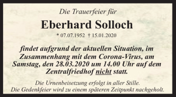 Traueranzeige von Eberhard Solloch von Mitteldeutsche Zeitung Dessau-Roßlau