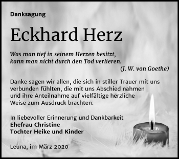 Traueranzeige von Eckhard Herz von Super Sonntag Merseburg/Querfurt