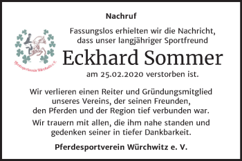 Traueranzeige von Eckhard Sommer von Mitteldeutsche Zeitung Zeitz