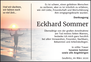 Traueranzeige von Eckhard Sommer von Mitteldeutsche Zeitung Zeitz