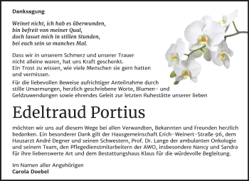 Traueranzeige von Edeltraud Portius von Wochenspiegel Weißenfels
