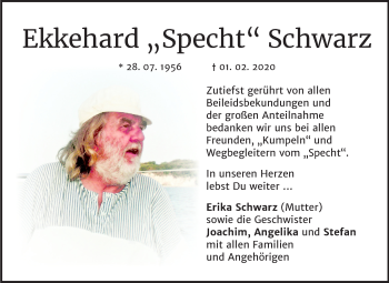 Traueranzeige von Ekkehard Schwarz von Mitteldeutsche Zeitung Sangerhausen