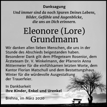 Traueranzeige von Eleonore Grundmann von Mitteldeutsche Zeitung Bitterfeld