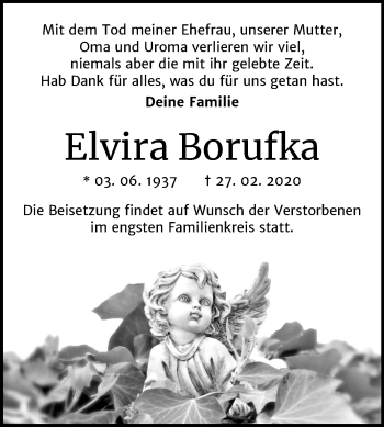 Traueranzeige von Elvira Borufka von Mitteldeutsche Zeitung Bitterfeld