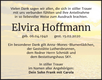 Traueranzeige von Elvira Hoffman von Mitteldeutsche Zeitung Wittenberg