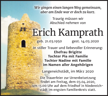 Traueranzeige von Erich Kamprath von Super Sonntag Merseburg/Querfurt