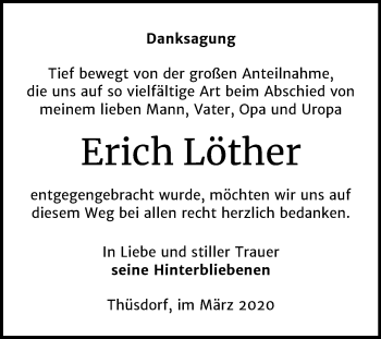 Traueranzeige von Erich Löther von Wochenspiegel Naumburg/Nebra