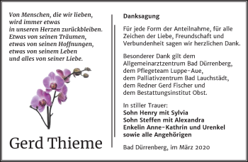 Traueranzeige von Gerd Thieme von Mitteldeutsche Zeitung Merseburg/Querfurt