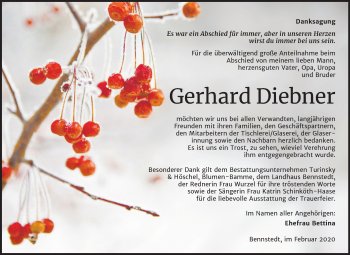 Traueranzeige von Gerhard Diebner von Mitteldeutsche Zeitung Halle/Saalkreis